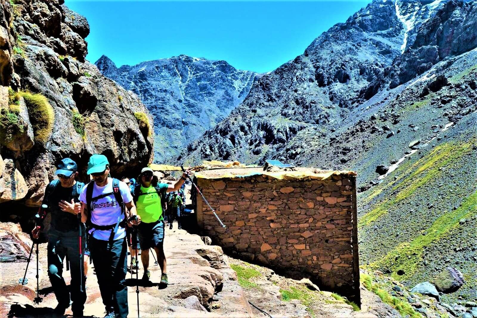 Trekking group in the Atlas Mountains with expert guides